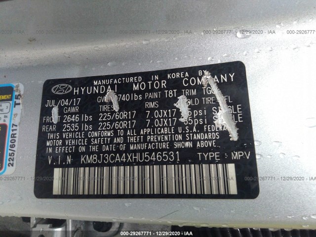 Photo 8 VIN: KM8J3CA4XHU546531 - HYUNDAI TUCSON 