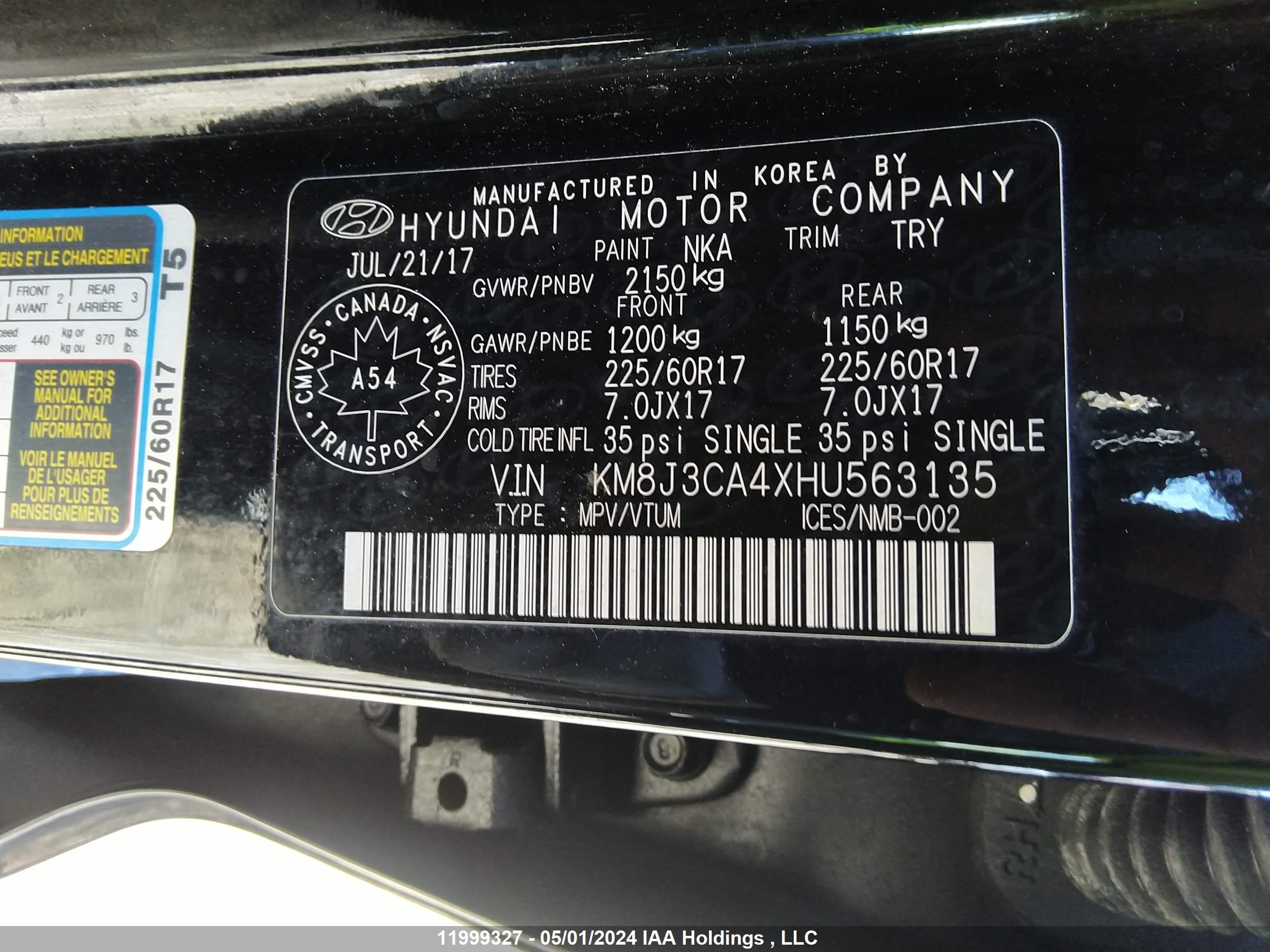 Photo 8 VIN: KM8J3CA4XHU563135 - HYUNDAI TUCSON 