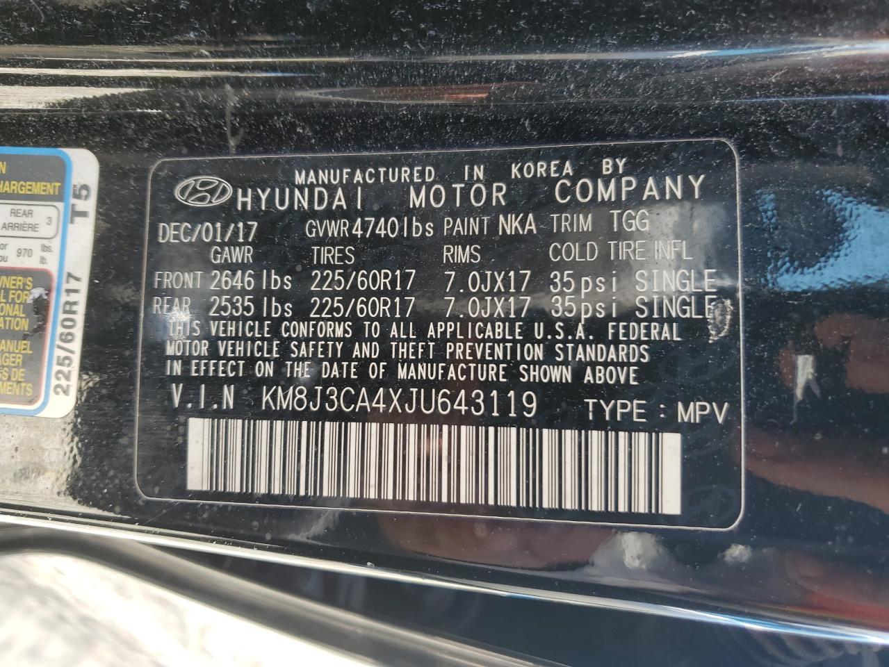 Photo 12 VIN: KM8J3CA4XJU643119 - HYUNDAI TUCSON 