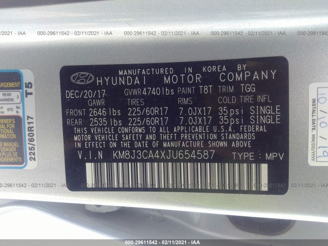 Photo 8 VIN: KM8J3CA4XJU654587 - HYUNDAI TUCSON 