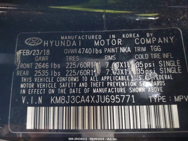 Photo 8 VIN: KM8J3CA4XJU695771 - HYUNDAI TUCSON 