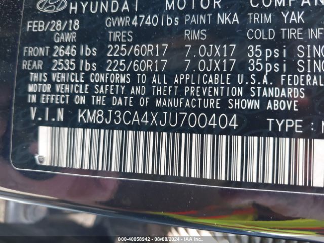 Photo 8 VIN: KM8J3CA4XJU700404 - HYUNDAI TUCSON 