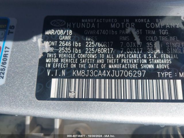 Photo 8 VIN: KM8J3CA4XJU706297 - HYUNDAI TUCSON 