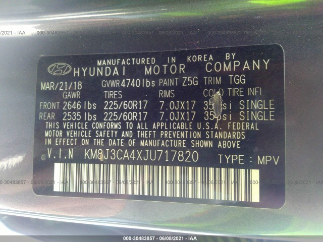 Photo 8 VIN: KM8J3CA4XJU717820 - HYUNDAI TUCSON 