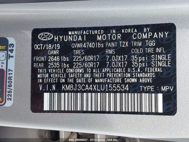 Photo 8 VIN: KM8J3CA4XLU155534 - HYUNDAI TUCSON 