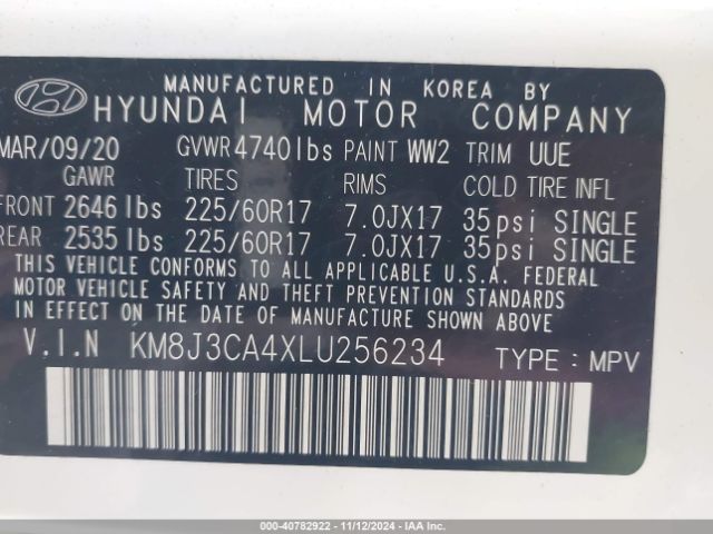 Photo 8 VIN: KM8J3CA4XLU256234 - HYUNDAI TUCSON 