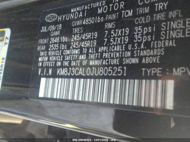 Photo 8 VIN: KM8J3CAL0JU805251 - HYUNDAI TUCSON 