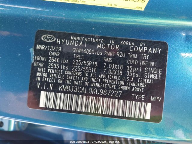 Photo 8 VIN: KM8J3CAL0KU987227 - HYUNDAI TUCSON 