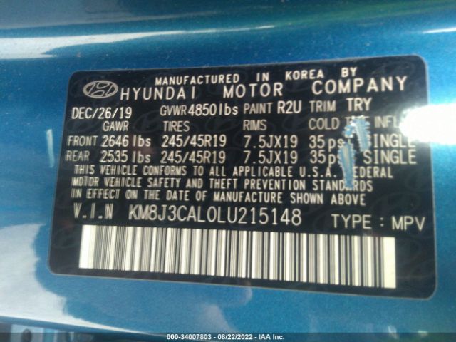 Photo 8 VIN: KM8J3CAL0LU215148 - HYUNDAI TUCSON 