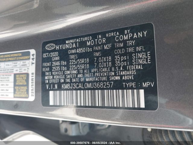 Photo 8 VIN: KM8J3CAL0MU368257 - HYUNDAI TUCSON 