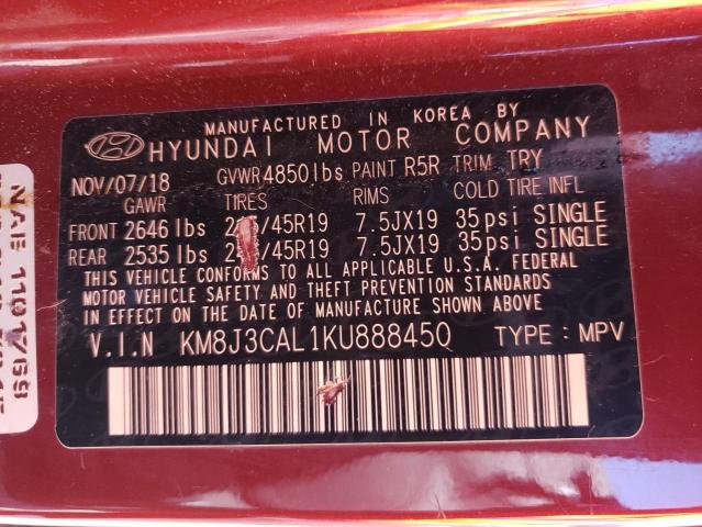 Photo 9 VIN: KM8J3CAL1KU888450 - HYUNDAI TUCSON LIM 