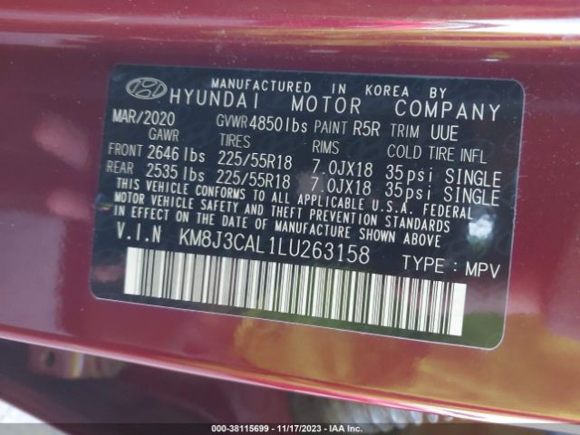 Photo 8 VIN: KM8J3CAL1LU263158 - HYUNDAI TUCSON 