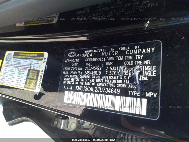 Photo 8 VIN: KM8J3CAL2JU734649 - HYUNDAI TUCSON 