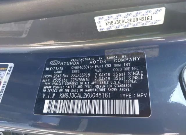 Photo 8 VIN: KM8J3CAL2KU048161 - HYUNDAI TUCSON 