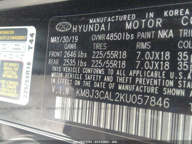 Photo 8 VIN: KM8J3CAL2KU057846 - HYUNDAI TUCSON 