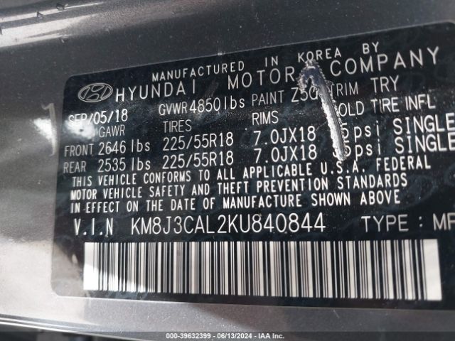 Photo 8 VIN: KM8J3CAL2KU840844 - HYUNDAI TUCSON 