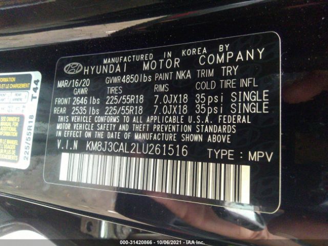 Photo 8 VIN: KM8J3CAL2LU261516 - HYUNDAI TUCSON 