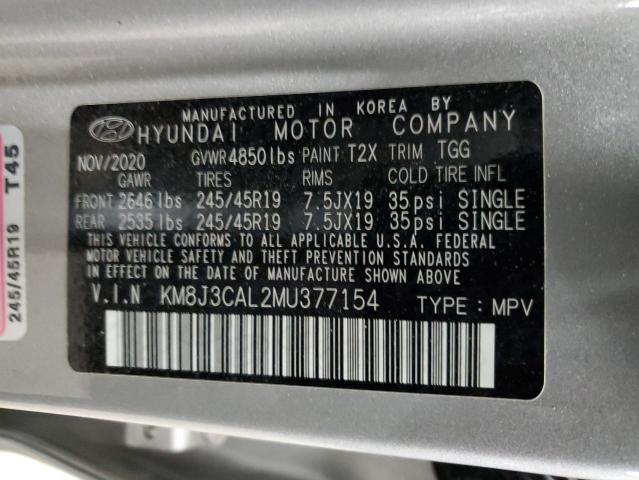 Photo 12 VIN: KM8J3CAL2MU377154 - HYUNDAI TUCSON LIM 