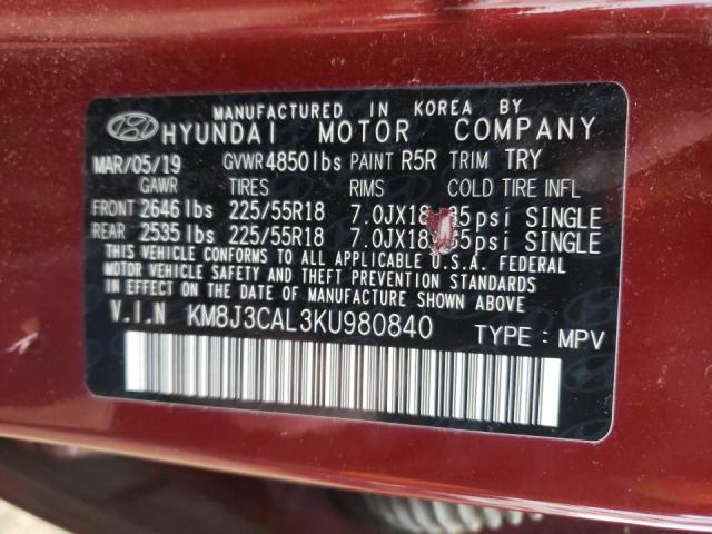 Photo 9 VIN: KM8J3CAL3KU980840 - HYUNDAI TUCSON LIM 