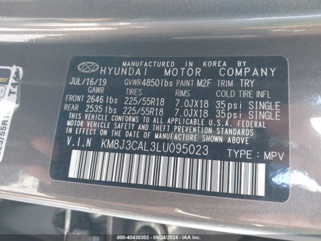 Photo 8 VIN: KM8J3CAL3LU095023 - HYUNDAI TUCSON 