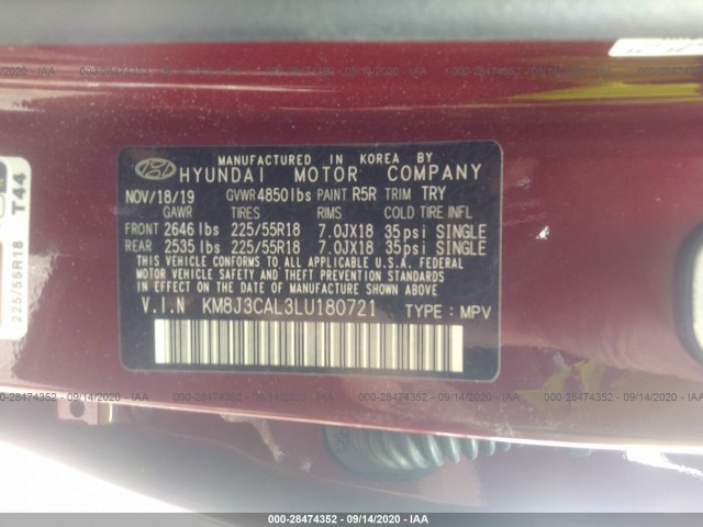 Photo 8 VIN: KM8J3CAL3LU180721 - HYUNDAI TUCSON 