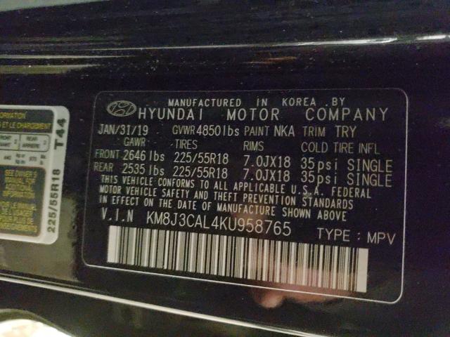 Photo 9 VIN: KM8J3CAL4KU958765 - HYUNDAI TUCSON LIM 