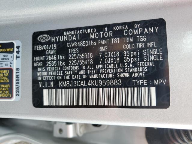 Photo 12 VIN: KM8J3CAL4KU959883 - HYUNDAI TUCSON LIM 