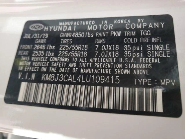 Photo 13 VIN: KM8J3CAL4LU109415 - HYUNDAI TUCSON LIM 