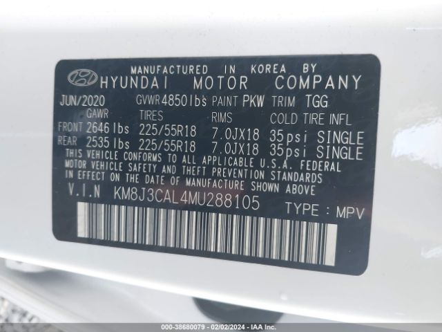 Photo 8 VIN: KM8J3CAL4MU288105 - HYUNDAI TUCSON 