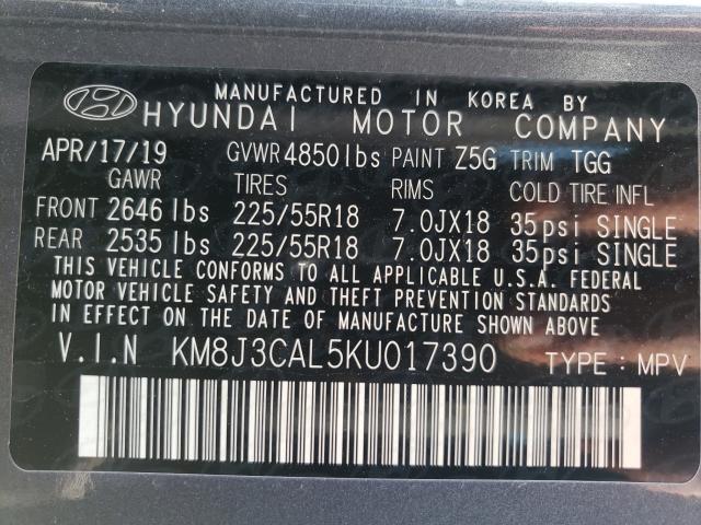 Photo 9 VIN: KM8J3CAL5KU017390 - HYUNDAI TUCSON LIM 