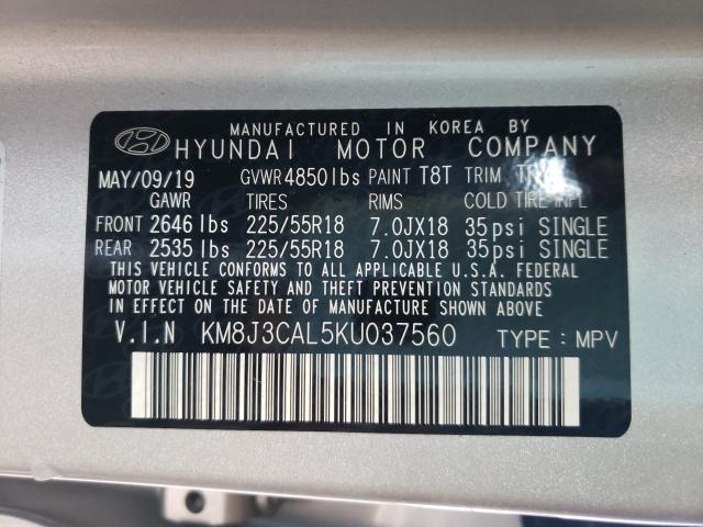 Photo 9 VIN: KM8J3CAL5KU037560 - HYUNDAI TUCSON LIM 