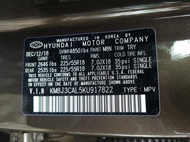 Photo 9 VIN: KM8J3CAL5KU917822 - HYUNDAI TUCSON LIM 