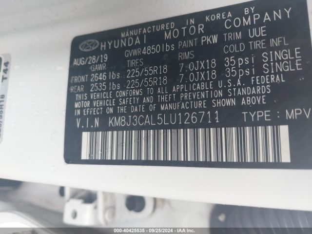 Photo 8 VIN: KM8J3CAL5LU126711 - HYUNDAI TUCSON 