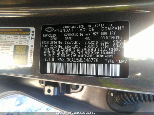 Photo 8 VIN: KM8J3CAL5MU348778 - HYUNDAI TUCSON 