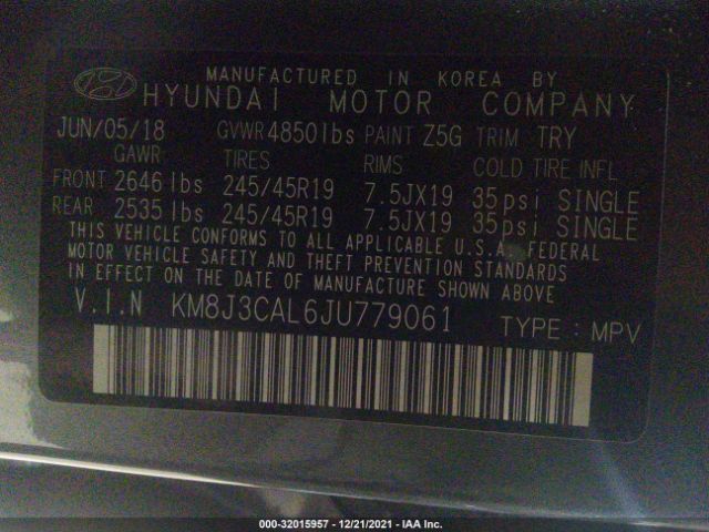 Photo 8 VIN: KM8J3CAL6JU779061 - HYUNDAI TUCSON 