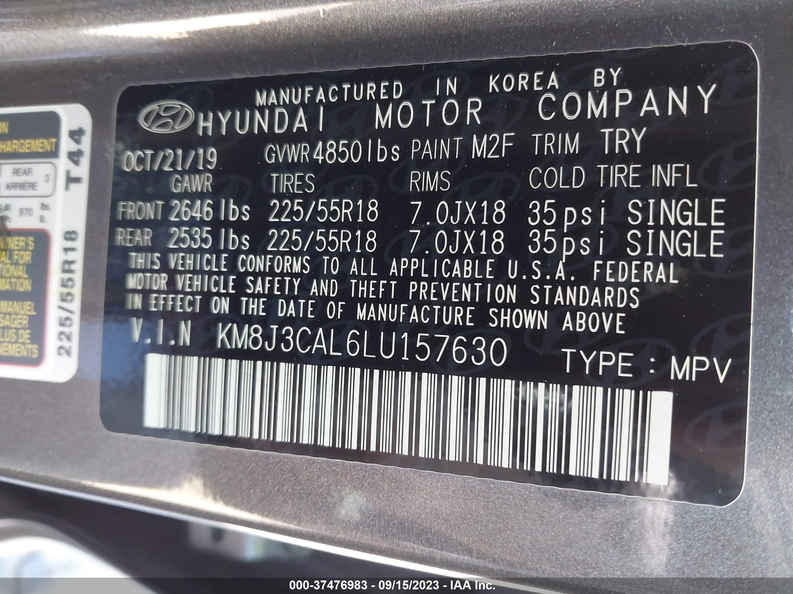 Photo 8 VIN: KM8J3CAL6LU157630 - HYUNDAI TUCSON 