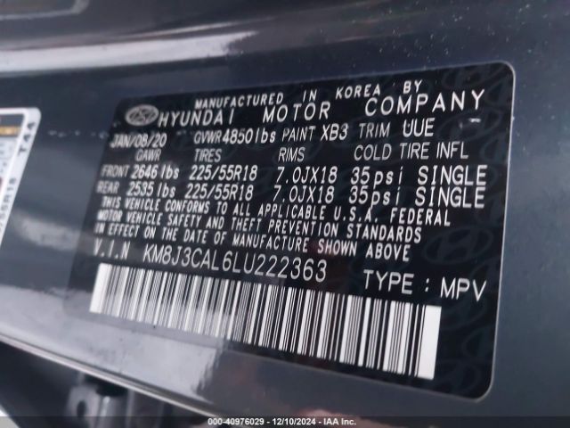 Photo 8 VIN: KM8J3CAL6LU222363 - HYUNDAI TUCSON 