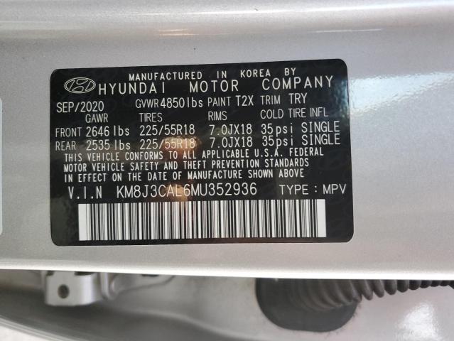 Photo 12 VIN: KM8J3CAL6MU352936 - HYUNDAI TUCSON 