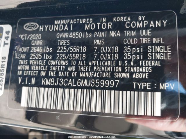 Photo 8 VIN: KM8J3CAL6MU359997 - HYUNDAI TUCSON 