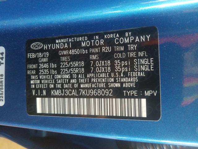 Photo 9 VIN: KM8J3CAL7KU968092 - HYUNDAI TUCSON LIM 