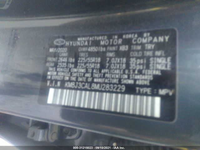 Photo 8 VIN: KM8J3CAL8MU283229 - HYUNDAI TUCSON 