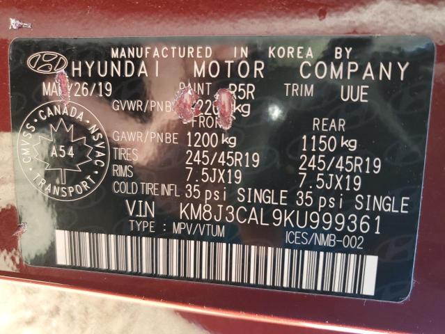 Photo 13 VIN: KM8J3CAL9KU999361 - HYUNDAI TUCSON LIM 