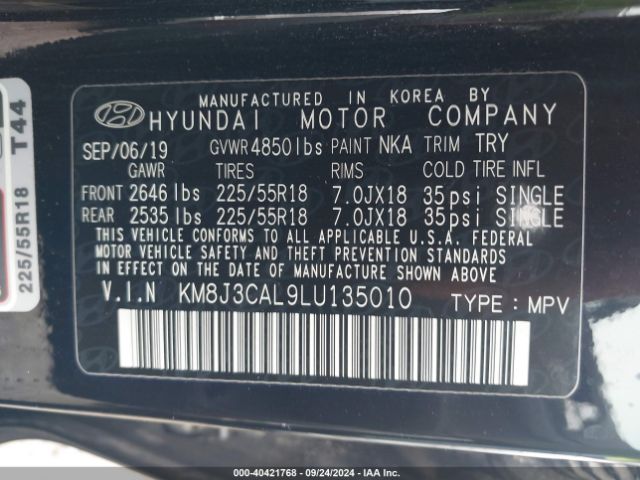 Photo 8 VIN: KM8J3CAL9LU135010 - HYUNDAI TUCSON 