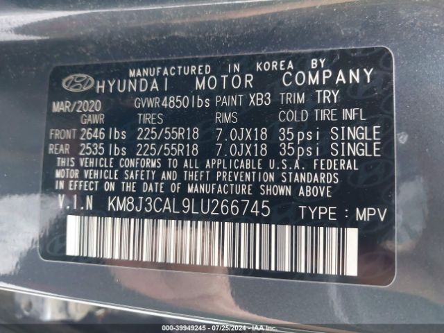 Photo 8 VIN: KM8J3CAL9LU266745 - HYUNDAI TUCSON 