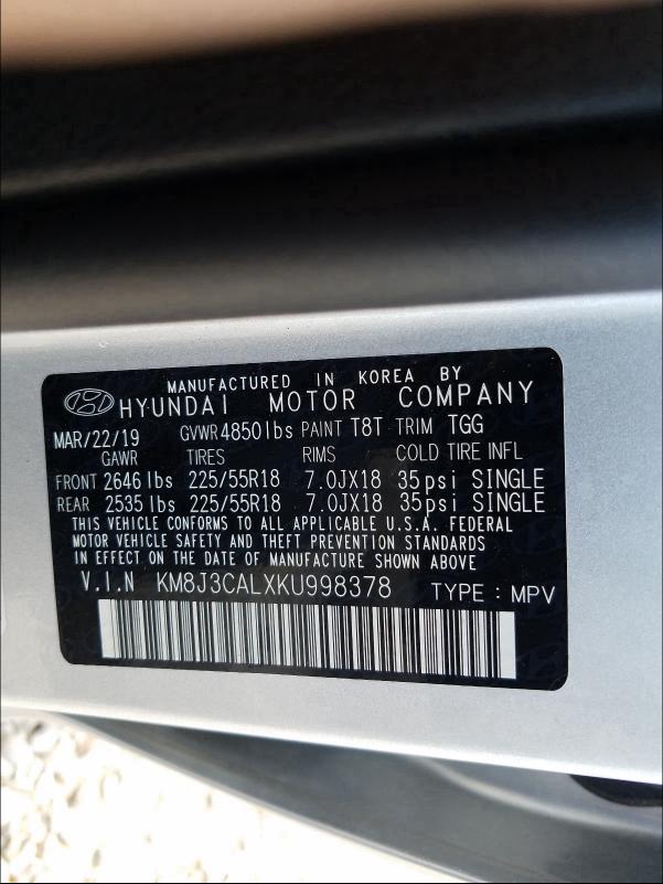 Photo 9 VIN: KM8J3CALXKU998378 - HYUNDAI TUCSON LIM 