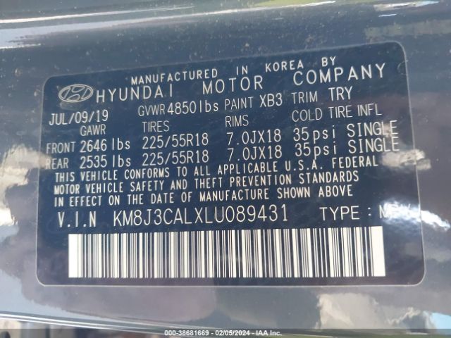 Photo 8 VIN: KM8J3CALXLU089431 - HYUNDAI TUCSON 