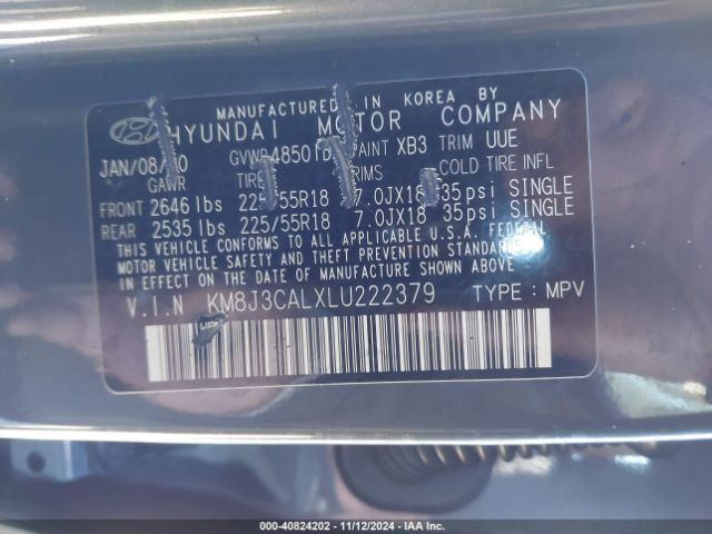 Photo 8 VIN: KM8J3CALXLU222379 - HYUNDAI TUCSON 