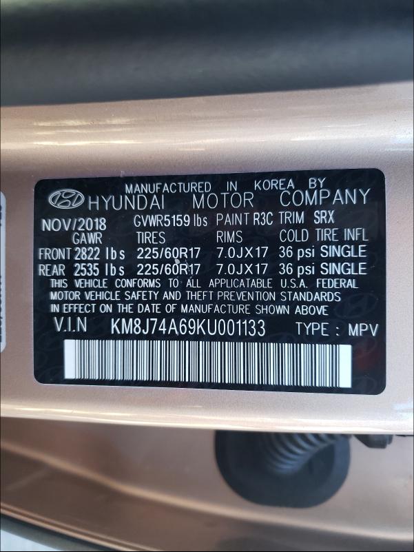 Photo 9 VIN: KM8J74A69KU001133 - HYUNDAI NEXO BLUE 