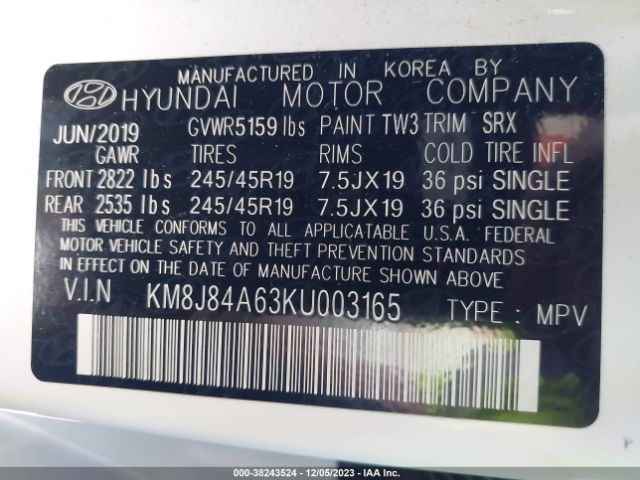 Photo 8 VIN: KM8J84A63KU003165 - HYUNDAI NEXO 