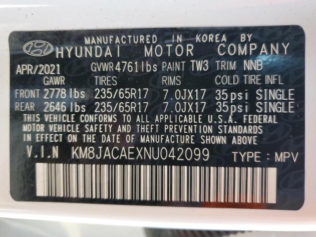 Photo 12 VIN: KM8JACAEXNU042099 - HYUNDAI TUCSON SE 